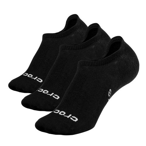 Crocs Low Cut Socks for Men and Women 3 Pairs Seamless Toe Flat Knit Comfort Casual Sock (S/M, Black)