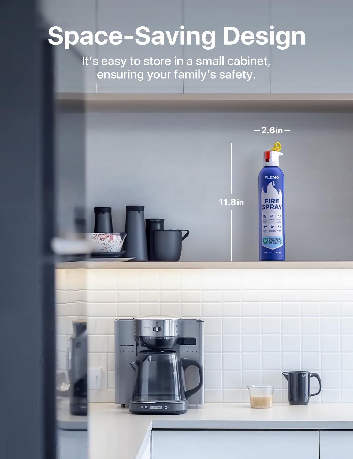 PLEMO Fire Extinguisher, Fire Extinguisher for Home, Compact 620ml Fire Spray for Car, Kitchen, Truck, F62N, 1-Pack