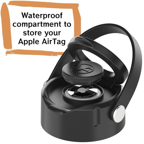 Versafactor WaterLink MagSafe Compatible Lid for YETI Rambler Chug Cap, AirTag Holder, Magnetic Phone Stand (Black, with Handle)