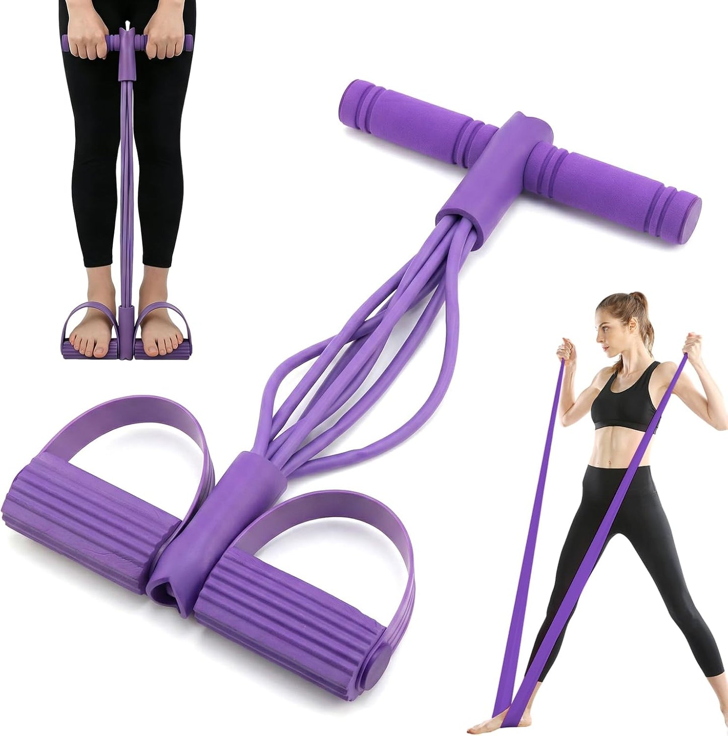 Skiennix Pedal Resistance Band - 6-Tube Multifunctional Workout System for Abdomen, Arms, Legs