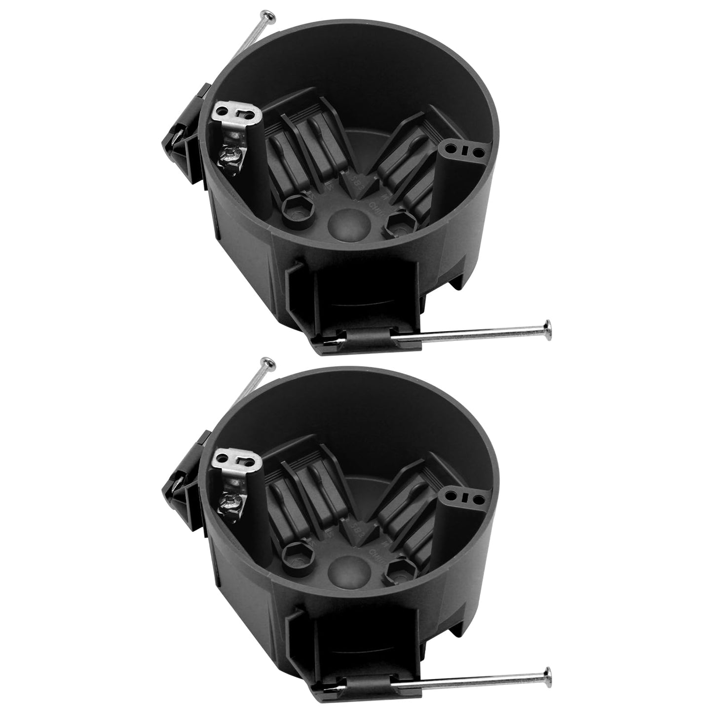 YQMIGU New Work 4" Dia Round Ceiling Nail Electrical Black Box 1-Gang, Home Improvement PVC Electrical Junction Black Box, ETL Listed, 20 Cubic Inch, Suitable for Residential Renovation(2 Pack)