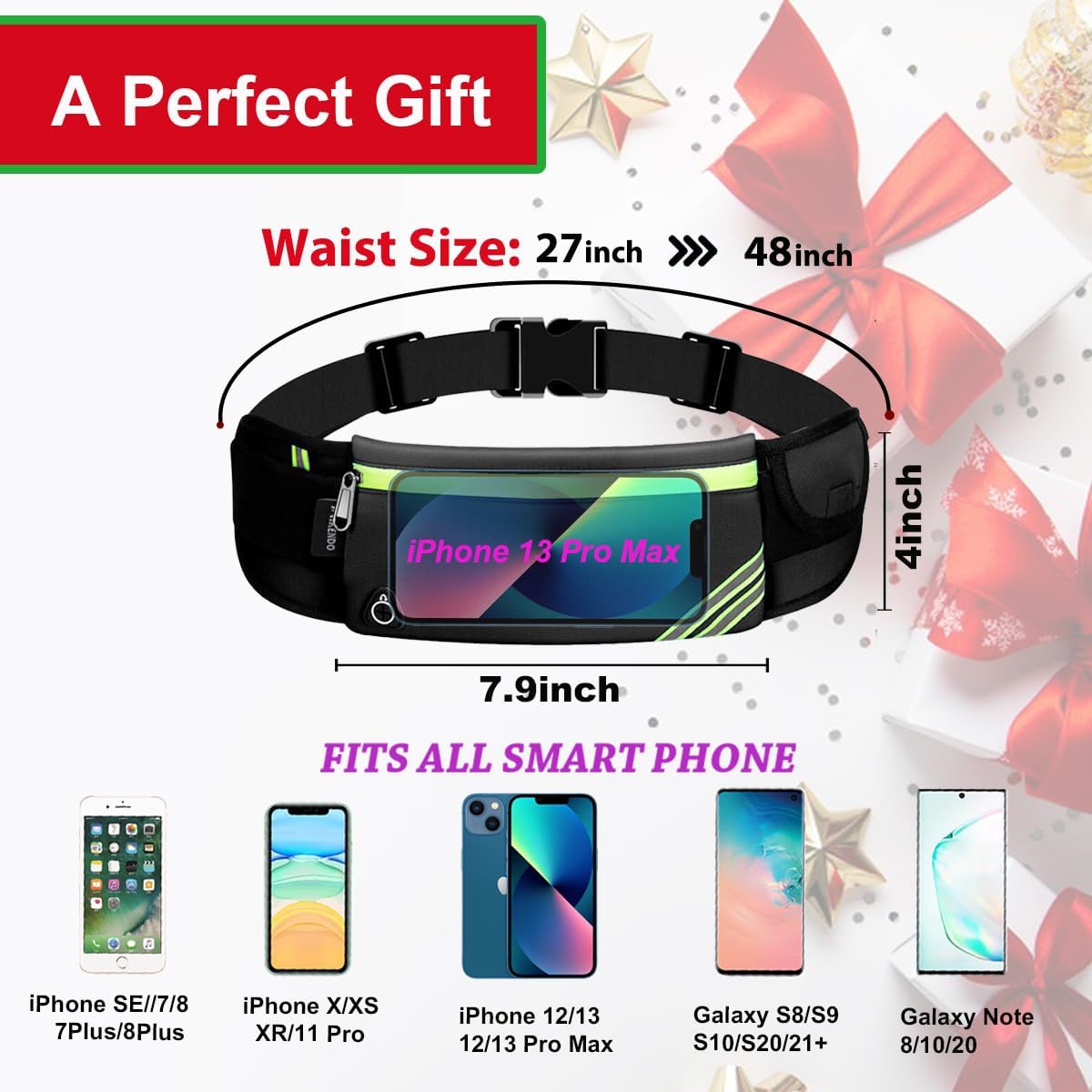 Skiennix Slim Running Belt - Reflective Waist Pack for Hiking & Cycling | Jogging Pouch for Phones & Money