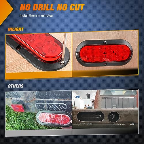 Nilight 6 Pack 6 Inch Red & White Trailer Tail LED Lights with Screws