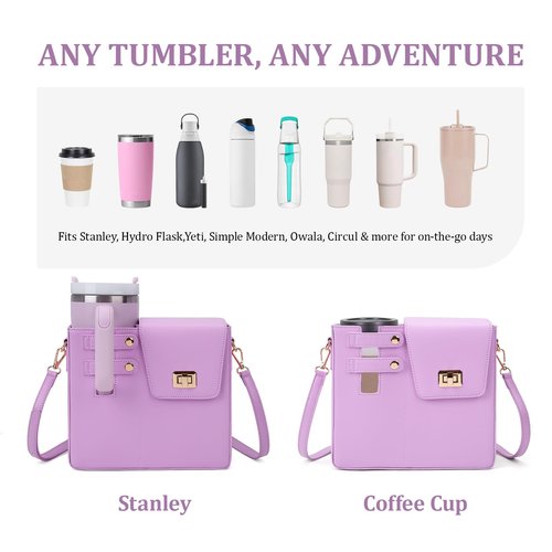 Stanley Purse,Water Bottle Bag Outdoor Portable Crossbody Bag Stanley Cup Holder with Strap Women's Shoulder Bags (Purple)