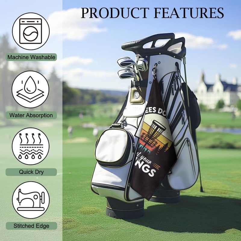 DYJYBMY Trees Don’t Care About Your Feelings Funny Printed Disc Golf Towel for Golf Bags with Clip, Flying Funny Disc Sport Towel for Disc Golfer Men Women, Towel Gifts for Dad Mom Disc Golf Lover