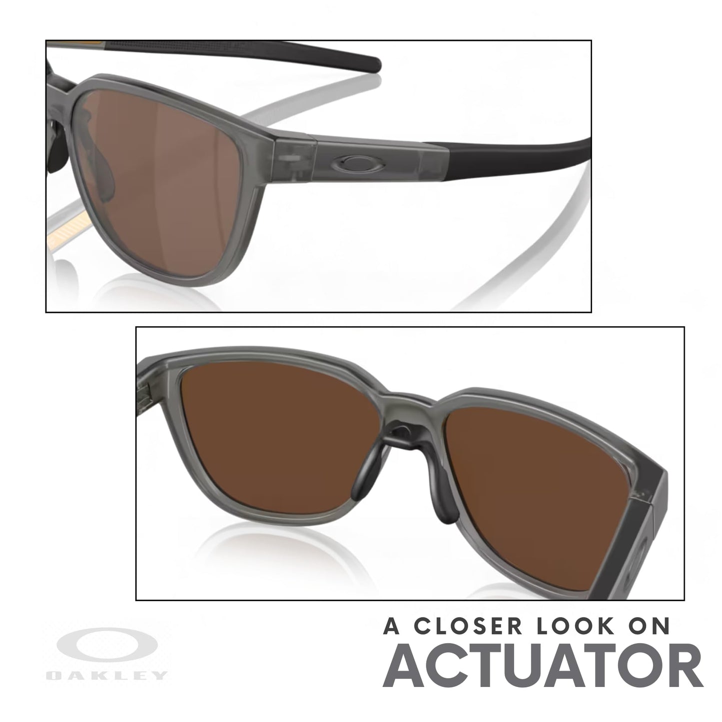 Oakley Actuator OO9250 925003 57MM Matte Grey Smoke/Prizm Tungsten Rectangular Sunglasses for Men+ Bundle Accessory Leash Kit, Microfiber Pouch