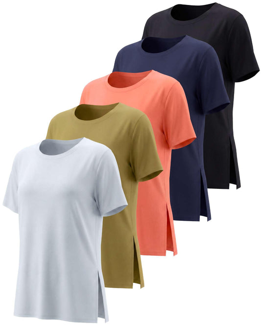 5-Pack: Women's Loose Fit Yoga Top with Short Sleeves (Plus Size Available) by Real Essentials