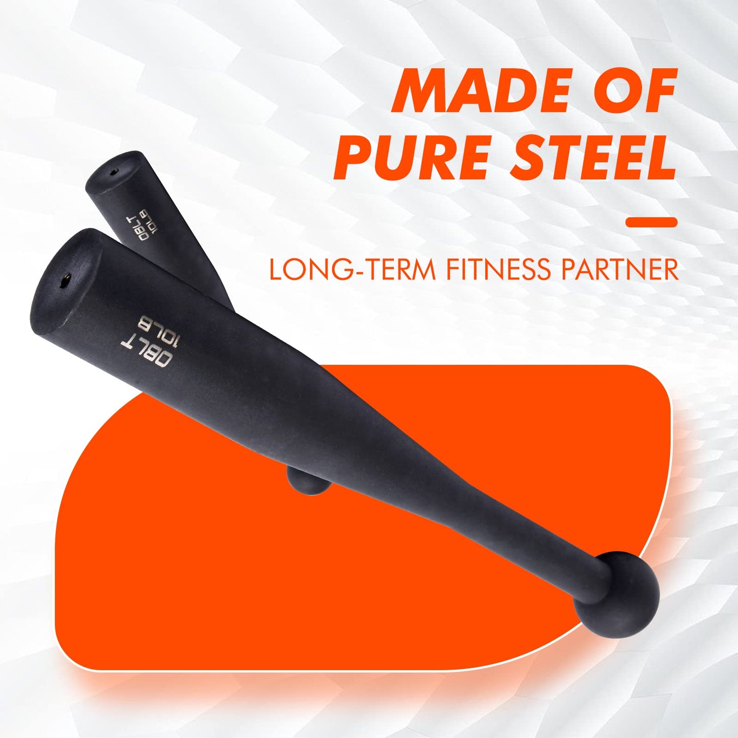 OBLT FIT Indian Clubs for Training- 5LB 10LB 15LB Club Bell for Fitness, Steel Club for Exercise, Steel Macebell for Functional Grip Strength Training (10)