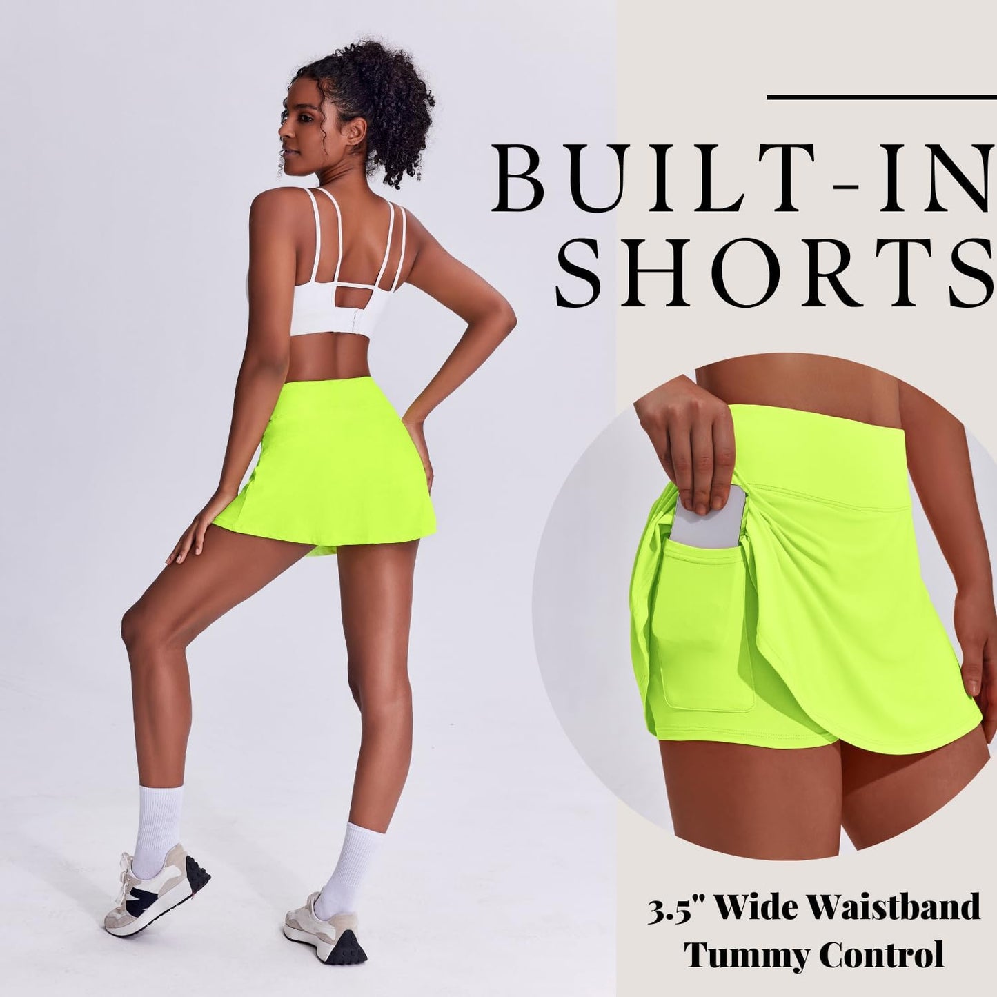 PINSPARK Tennis Skirts for Women - Lightweight Pleated Athletic Skort with Pocket for Golf & Pickleball