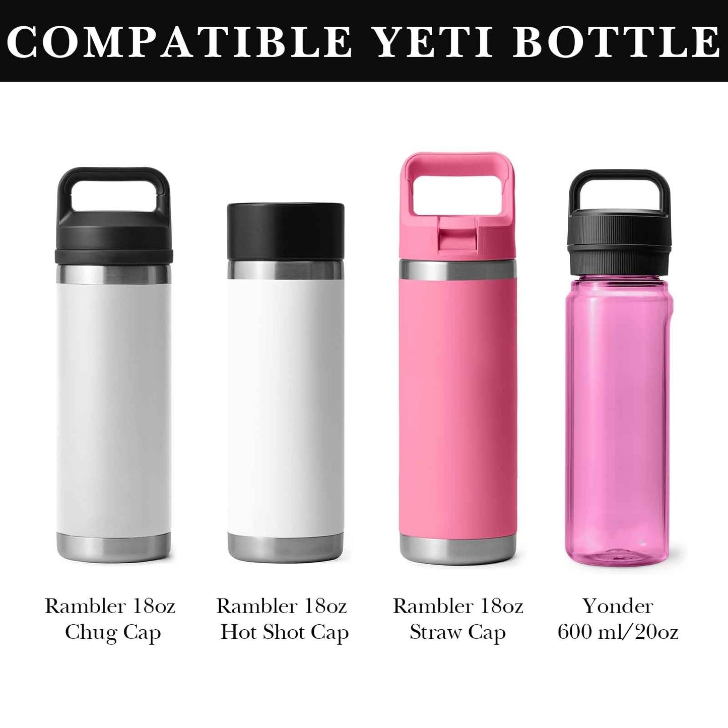Linkidea Water Bottle Carrier with Strap Compatible with YETI Rambler Bottle 18oz, Yonder 600ml/20oz, Insulated Waterbottle Sling Bag Holder, Shoulder Strap with Phone Pocket (Black)