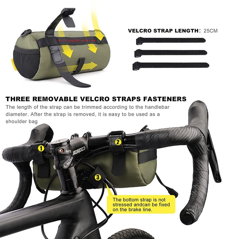 Rhinowalk Bike Handlebar Bag, Bicycle Front Bag Frame Storage Roll Bag Mountain Road Bikes Commuter Shoulder Bag Professional Cycling Accessories-Green