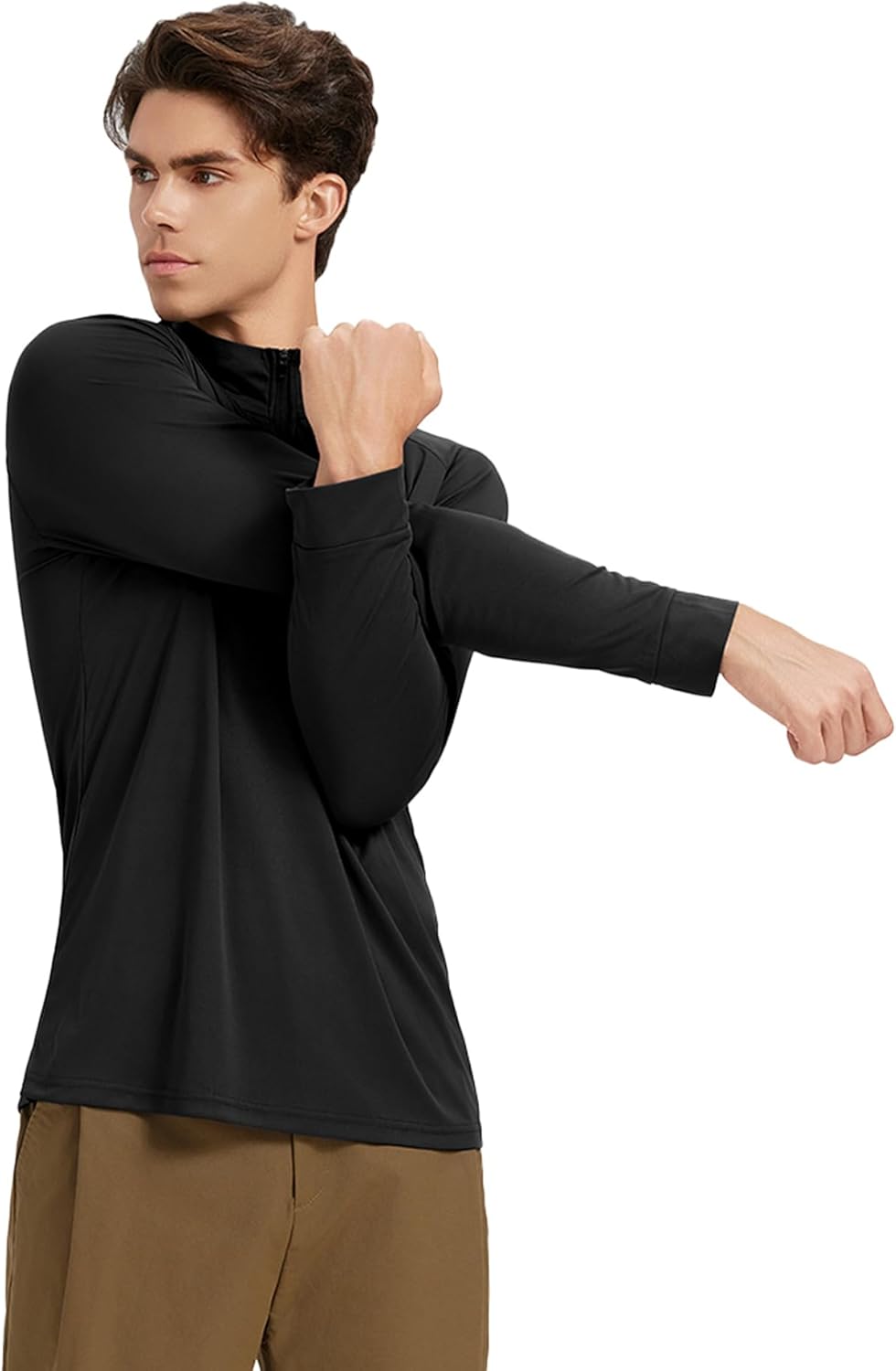 Skiennix Men's Quarter Zip Pullover Athletic Shirt - Quick Dry Long Sleeve for Running & Gym | 3-Pack