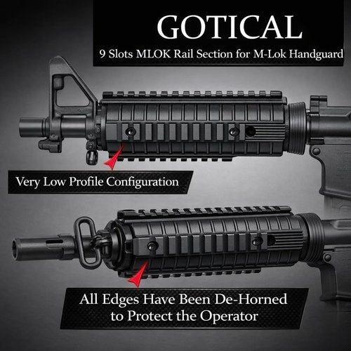 Gotical Multi Slots Mlok to Picatinny Rail Adapter | Set of 9 Slot Ar Picatinny Rail System