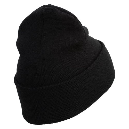 US Marines Corps Veteran Emblem Logo Embroidered 12 Inch Solid Knit Cuff Long Beanie Made in USA - Black OSFM