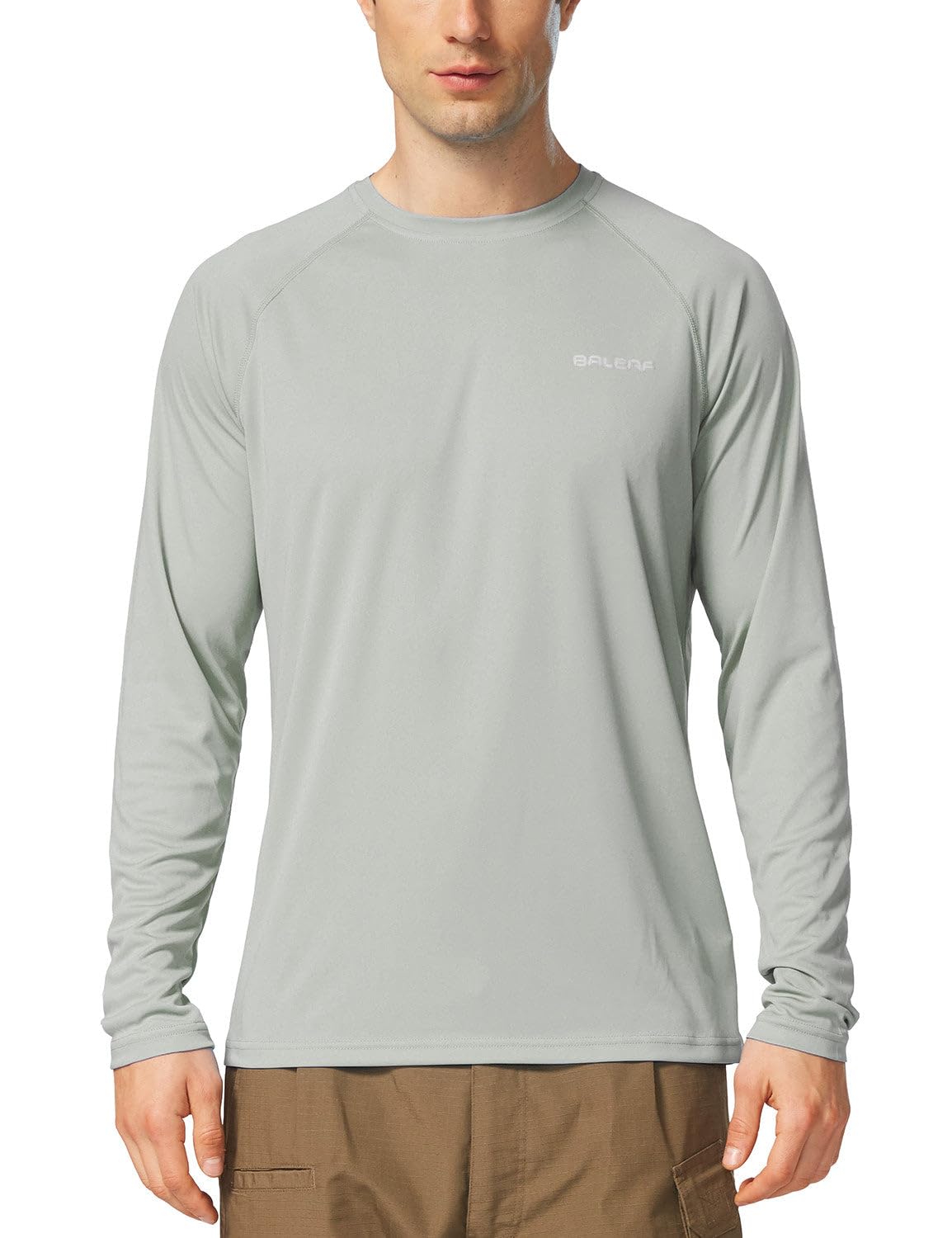 baleaf Mens UPF 50+ Sun Protection Shirts Long Sleeve Rash Guard, Quick Dry 4-Way Stretch for Fishing Swimming Surfing 2 Pack-Gray M
