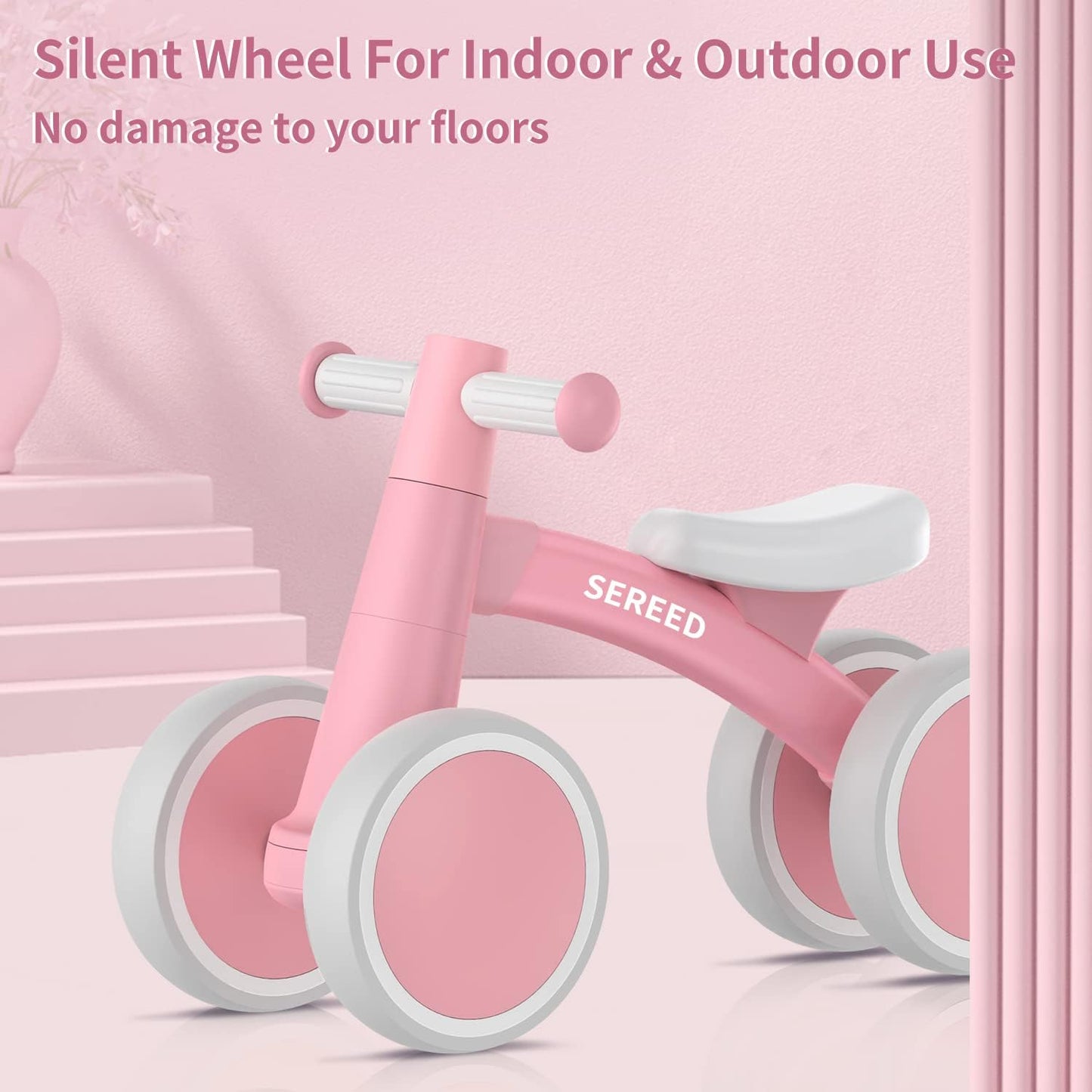 SEREED Baby Balance Bike - 4-Wheel Toddler Bike for 1-Year-Olds | Perfect First Birthday Gift