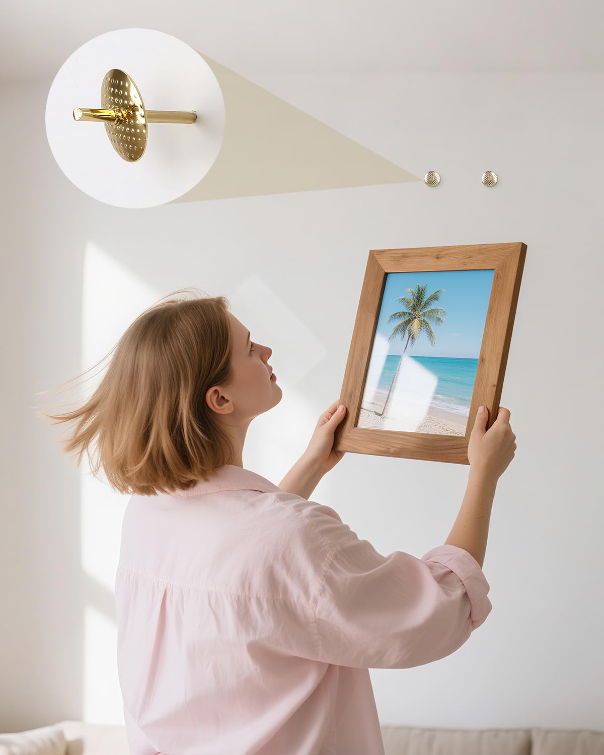 Uniclife 80 Pcs Picture Hangers, Picture Hanging Kit, 4 Size Picture Hanging Hooks, Picture Hanging Nails, Long Picture Hooks for Photo Frame Art Mirror and Décor, Gold