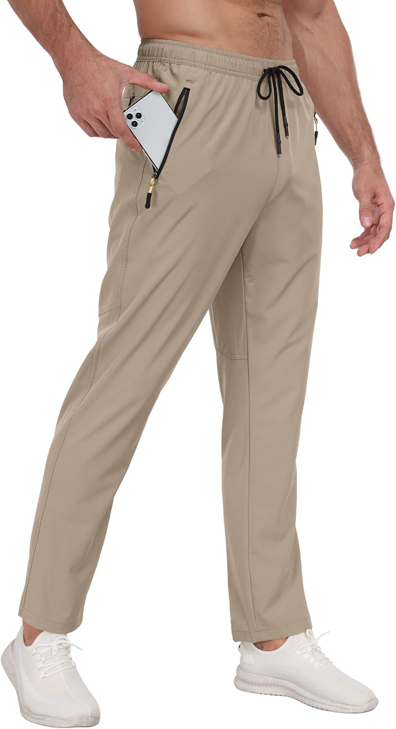 Zoofly Men's Athletic Sweatpants - Breathable Quick-Dry Joggers for Workout & Hiking | Water-Resistant