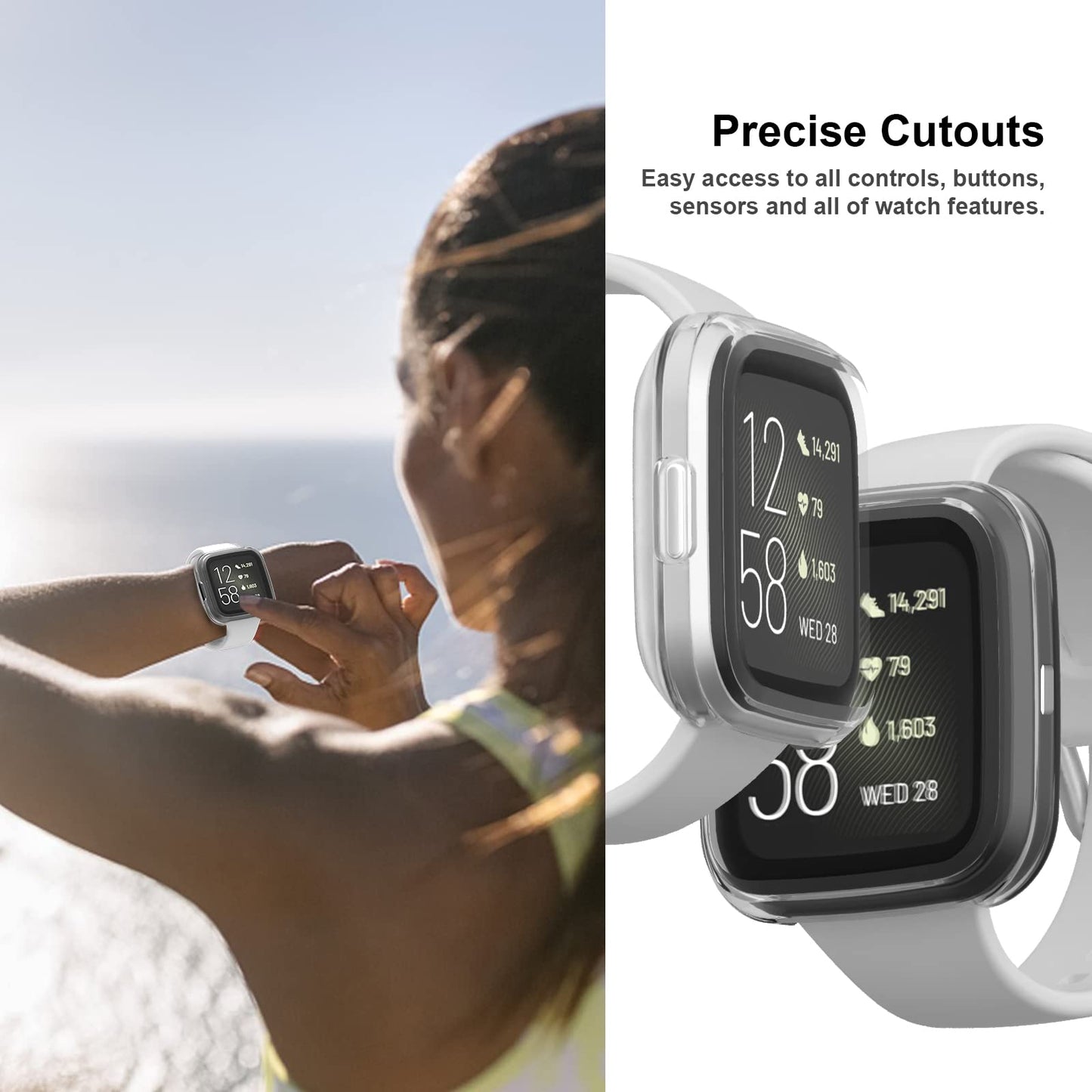 12 Pack Case for Fitbit Versa 2 with Screen Protector, Haojavo Soft TPU Full Protective Cover Ultra-Thin Scratch Resistant Slim Fit Plated Bumper for Fitbit Versa 2 Accessories