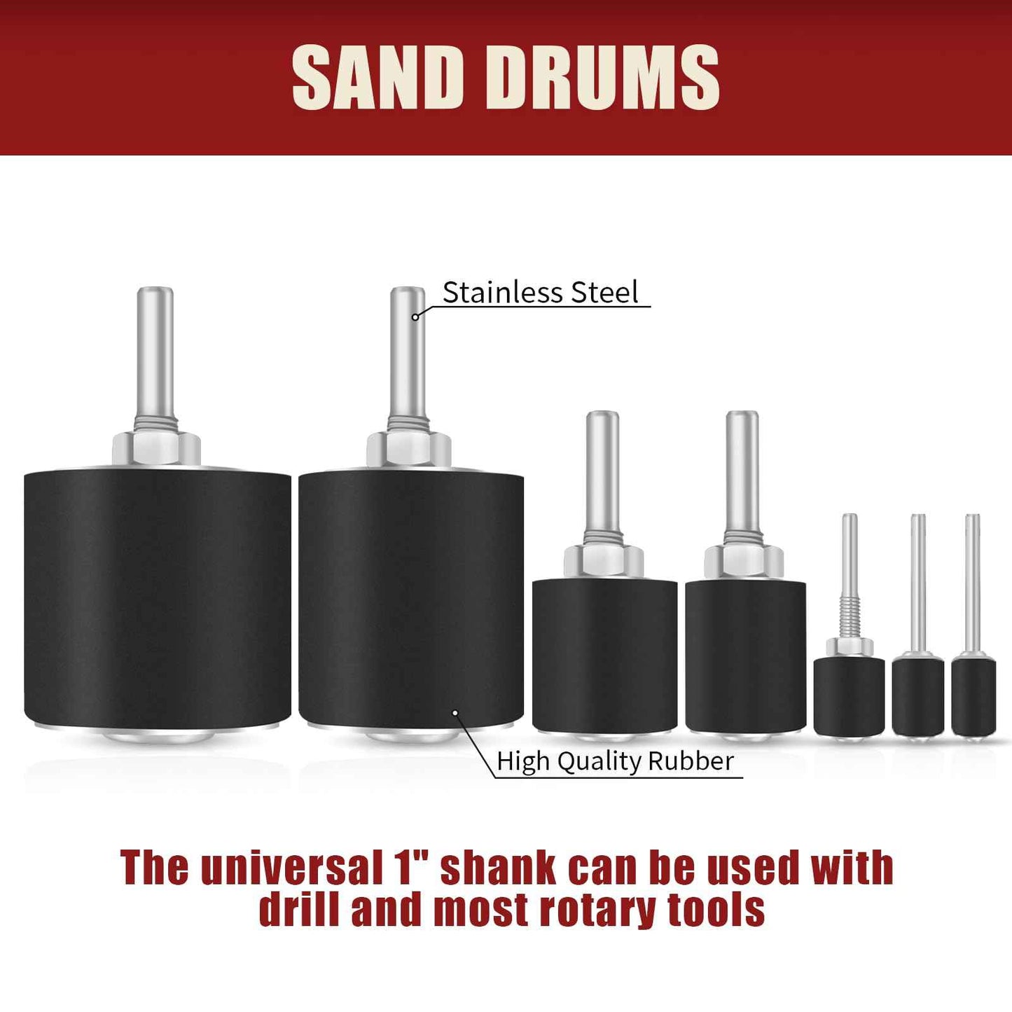 VIBRATITE 37 Pieces Drill Press Sanding Drum Kit, 80 and 120 Grit Spindle Sander Sleeves with Tool Carrying Case for Rotary Tools, Power Drill, Woodworking, Paint, Metal Surfaces Polishing Jobs