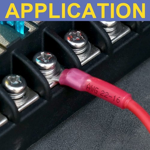 Haisstronica 100pcs Blue Marine Grade Heat Shrink Ring Connectors - 16-14 Gauge Tinned Red Copper Terminals