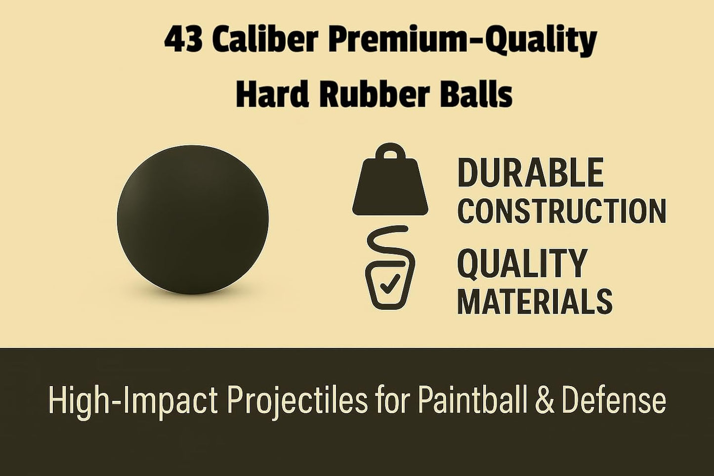 Skiennix .43 Caliber Hard Rubber Balls - 100 Reusable Paintballs for Home Defense & Training