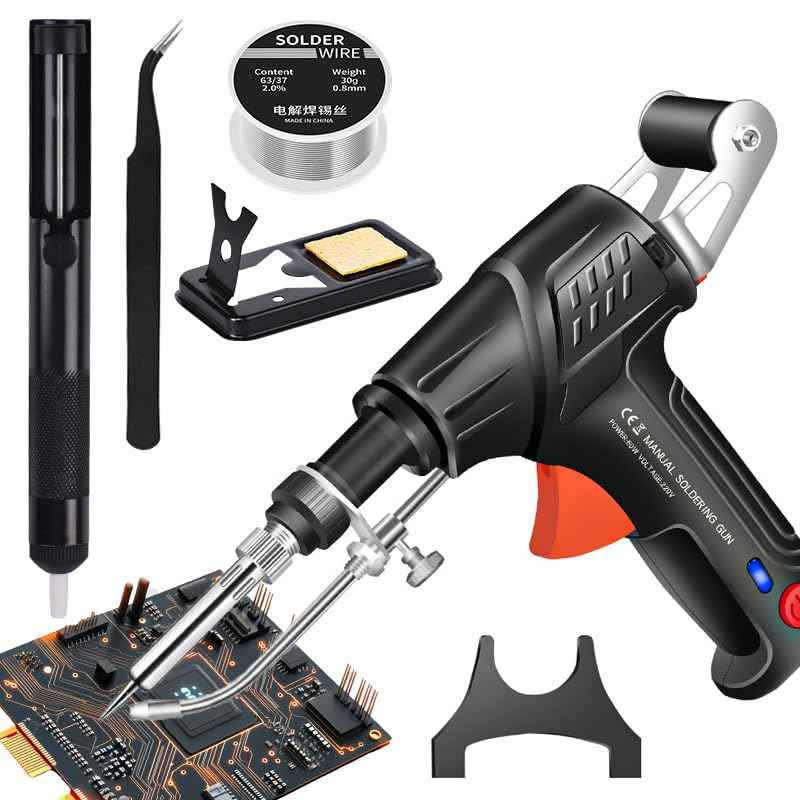 Soldering Iron Kit, 60W Soldering Gun Automatic Hand-held Solder Gun Iron Kit Welding Tool, 110V Automatic Welding Gun, for Electronic Repair, Home appliance repair, DIY