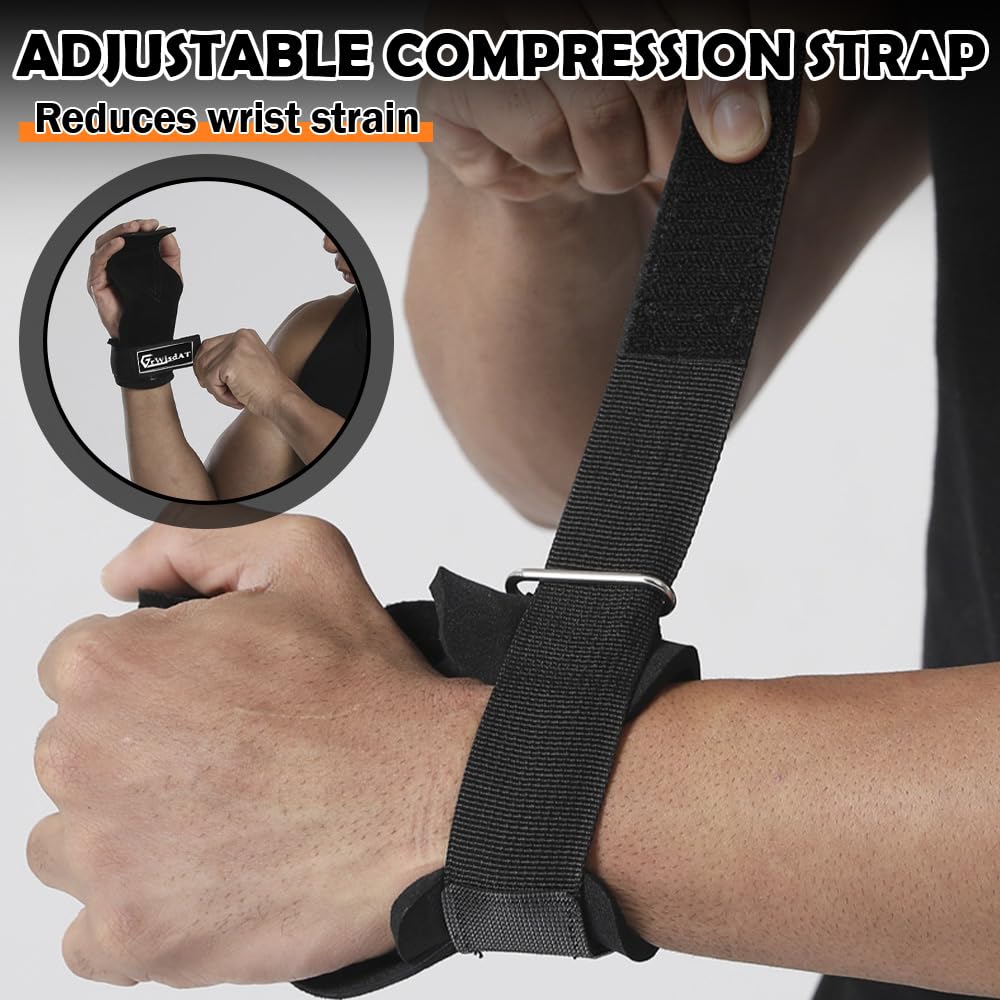 Weight Lifting Wrist Strap, Double Layer Leather Lifting Grips Adjustable Weightlifting Straps for Working Out Pull Up Deadlifting Shrugs (Pair)
