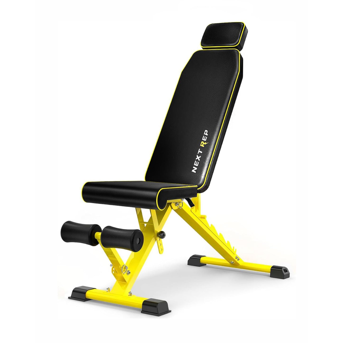 Adjustable Weight Bench,1000 LB Fast Folding Workout Bench for Home Gym Strength Training, Incline Decline Flat Utility Bench Press for Full Body Workout, Upright Storage Yellow Exercise Bench (Yellow)