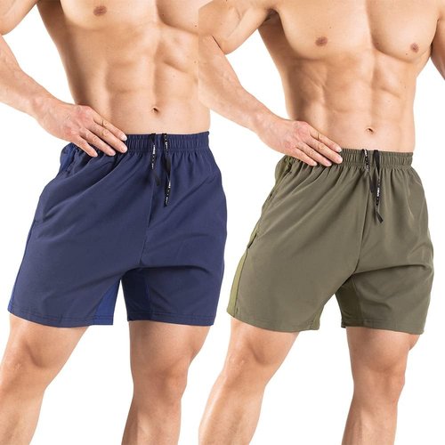 Gaglg Men's 5" Running Shorts - Quick-Dry Athletic Gym Shorts with Zipper Pockets | 2-Pack