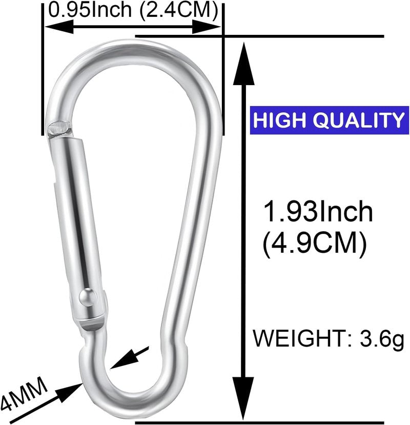 100pcs Mini Aluminum Bulk Carabiner Spring Clip Hook Keychain Buckle Pack Carabeaner for Camping Hiking Rv Fishing Bottle Backpack Traveling, Silver