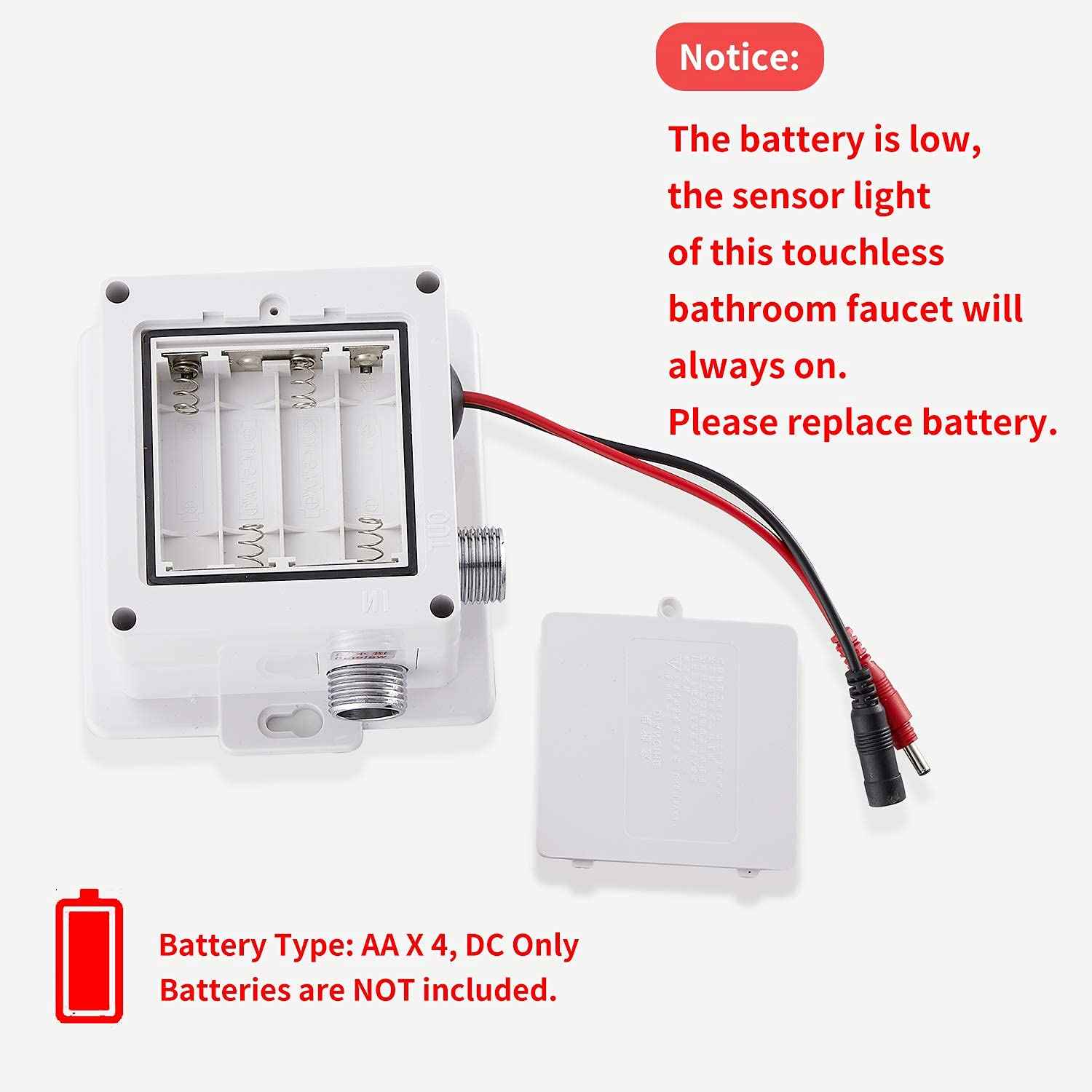 YBlucklly Automatic Sensor Touchless Waterfall Bathroom Sink Faucet with Control Box and Temperature Mixer DC Powered Sensor Hands Free Bathroom Tap Matte Black Vanity Faucets with Hole Cover Plate