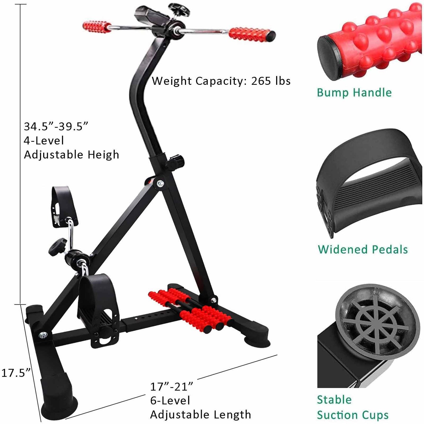 Pedal Exerciser Bike Hand Arm Leg and Knee Peddler Adjustable Fitness Equipment for Seniors, Elderly Home Dual Pedal Exercise Bike for Total Body, with Monitor - Great Gift for Elderly Rehab