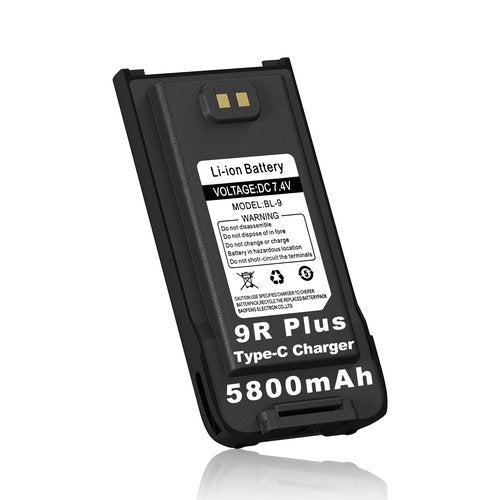 BAOFENG UV-9R Battery USB-C Charging Enlarge 5800mAh Capacity Upgraded UV9R Pro BL-9 Li-ion Battery for UV-9R Plus GMRS-9R Accessories BF-T57 Walkie Talkie Accessories
