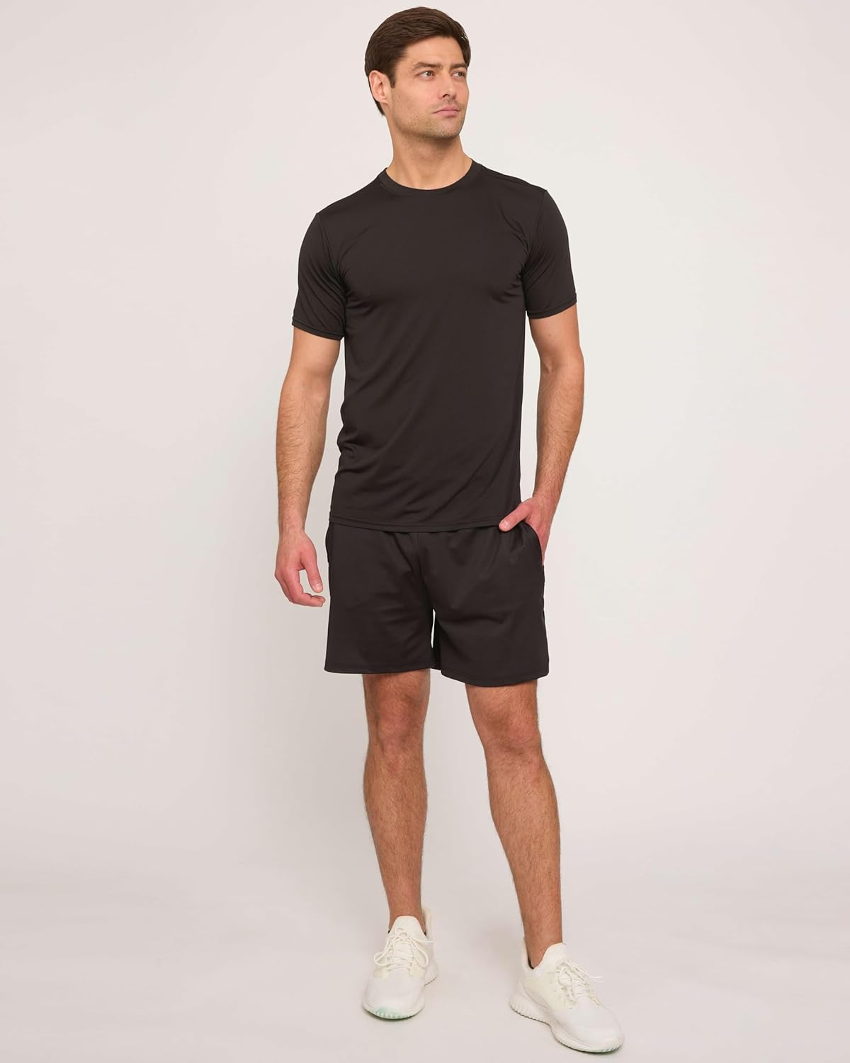 Real Essentials Men's Dry-Fit Short Sleeve Crew Neck T-Shirts - 5 Pack for Gym & Fitness