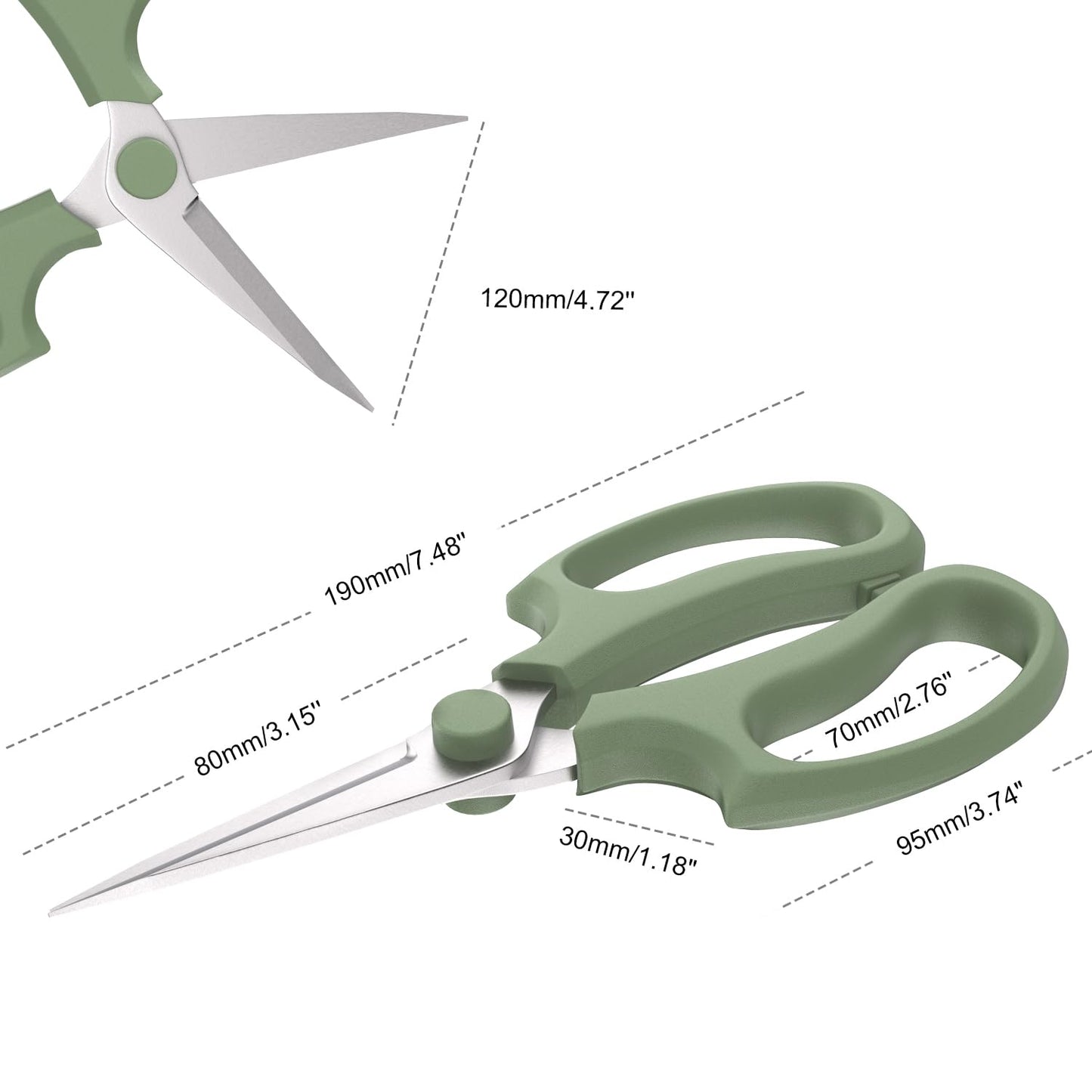 Housolution Flower Scissors, Strong Floral Shears,3PCS Premium Steel Garden Pruning Shears Floral Fruits Leaf Scissors Hand Pruner Snip Trimming Tool for Gardening Flower Arrangement, Green