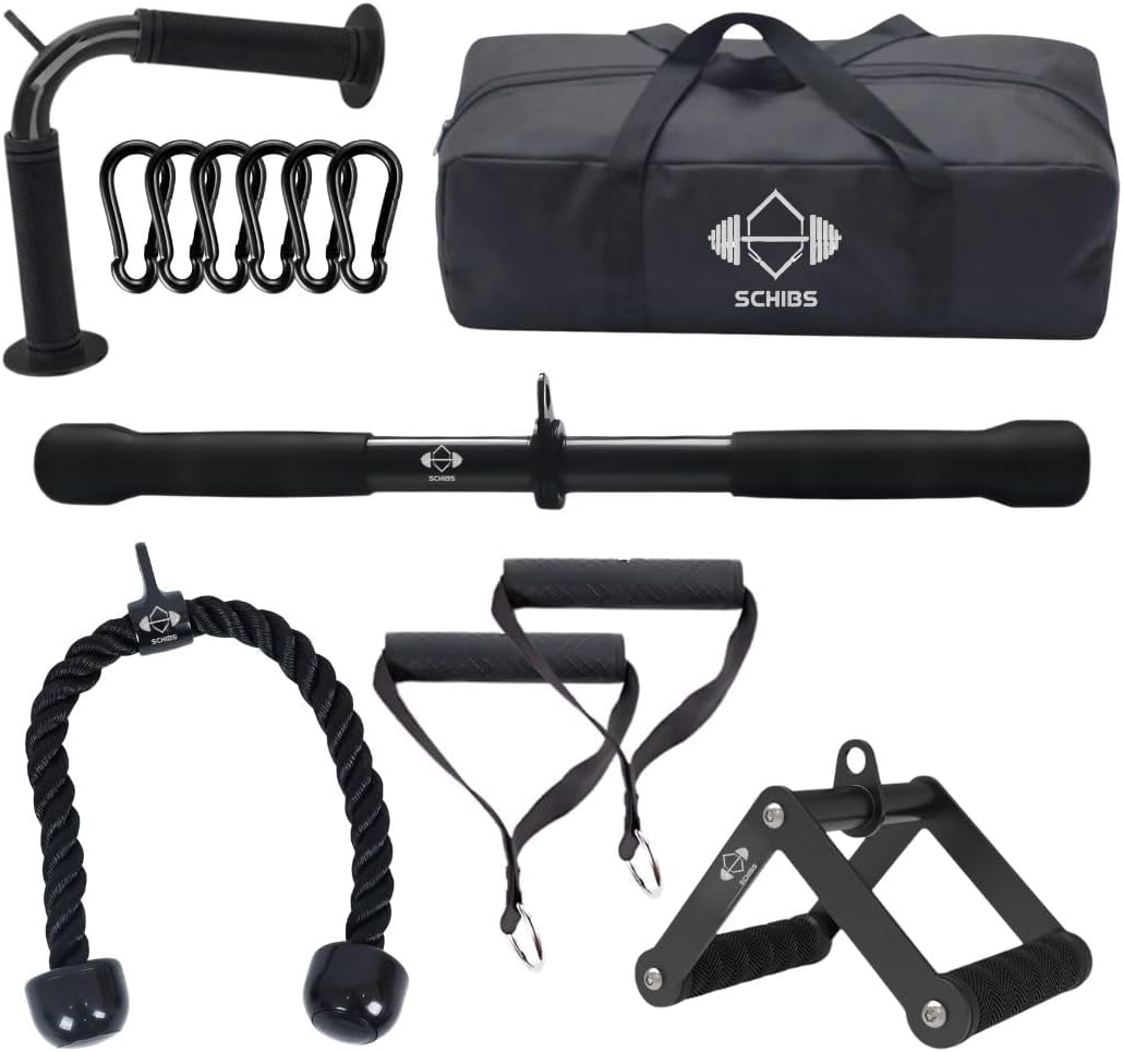 Skiennix Cable Machine Attachment Set - LAT Pulldown Accessories for Home Gym Workouts