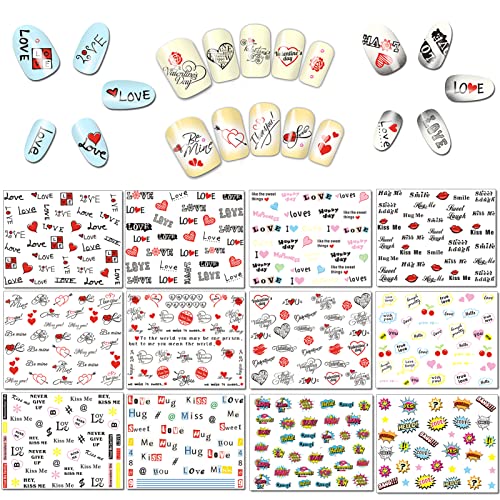 Valentine's Day Nail Art Decals - 60 Sheets Water Transfer Stickers