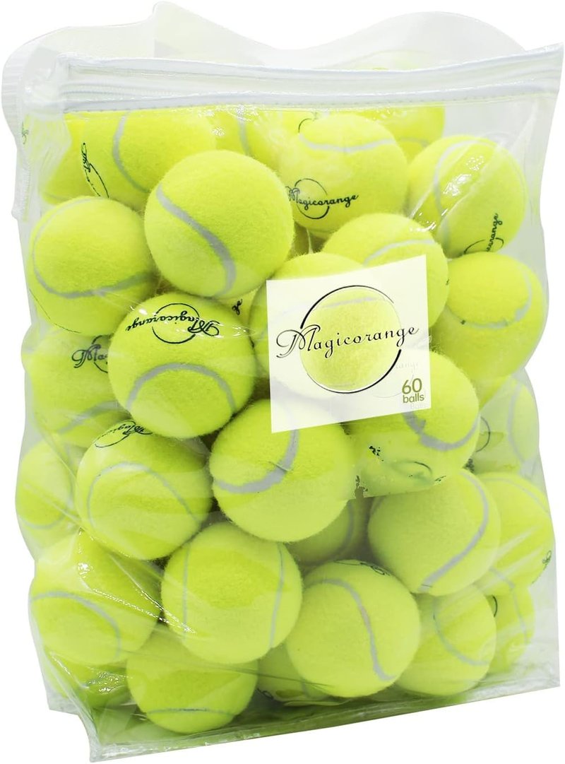 Magicorange Tennis Balls, 60 Pack Advanced Training Tennis Balls Practice Balls, Pet Dog Playing Balls, Come with Mesh Bag for Easy Transport, Good for Beginner Training Ball (Green)