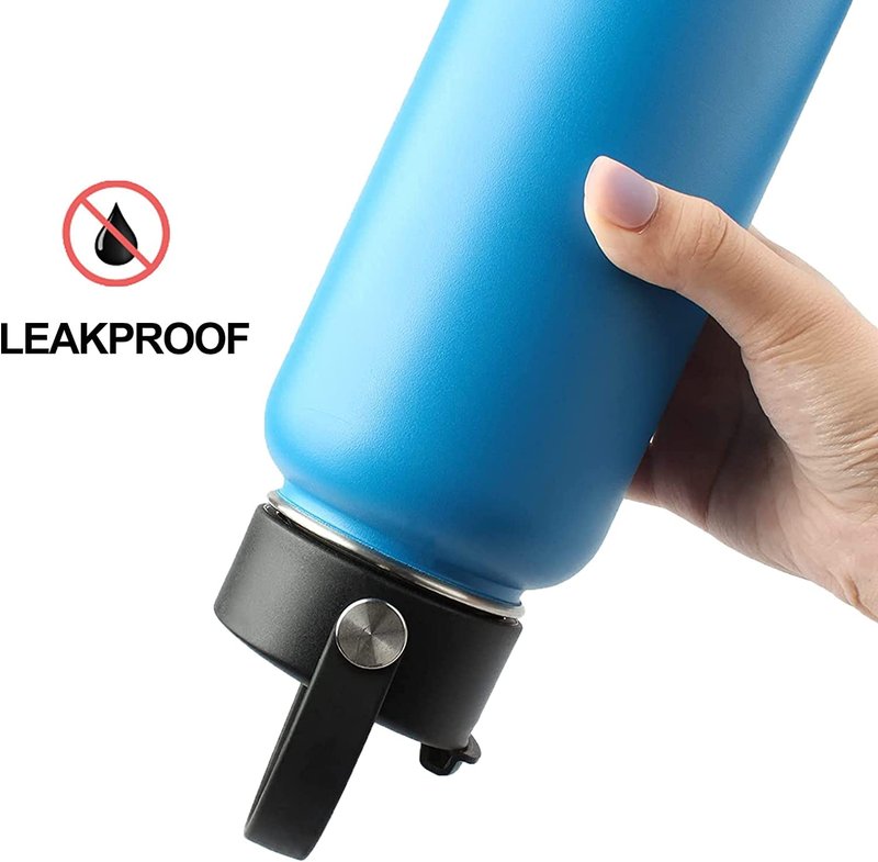 2-Pack Flip Lid Compatible with Hydro Flask Wide Mouth 12 oz, 16 oz 20 oz, 32 oz, 40 oz Water Bottles | Leakproof Replacement Cap with Flex Strap Handle for Coffee Mug & Water Bottle