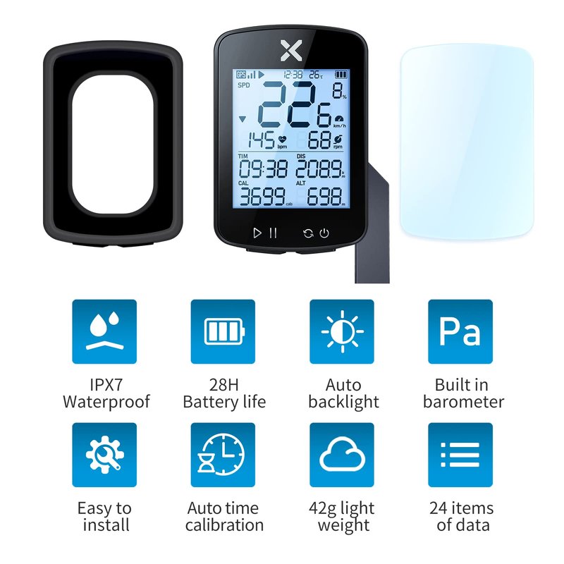 XOSS G+ Gen2 GPS Bike Computer with Mount, 2.2" Bluetooth Wireless Cycling Speedometer, Type-C Multifunctional ANT+ Bicycle Odometer with Auto Backlight and IPX7 Waterproof Bike Tracker (4 in 1)