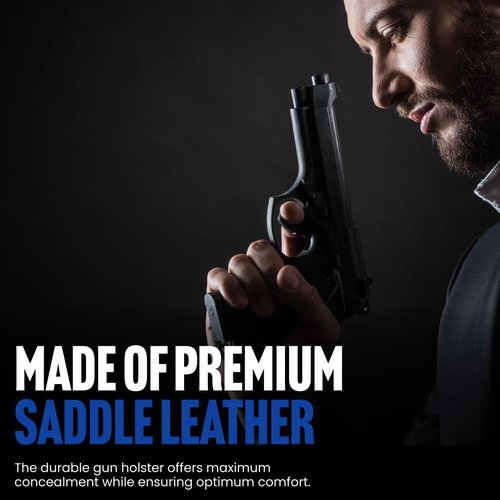 DeSantis Thumb Break Mini Slide Holster - Leather OWB Holster, Fits the SIG Sauer P365, P365 XL RomeoZero, P365 XL, P365 SAS - Right Hand Draw, Black