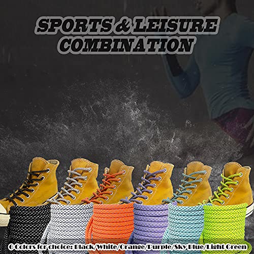 Reflective Round Shoe Laces for Sneakers - Black, 55 Inches