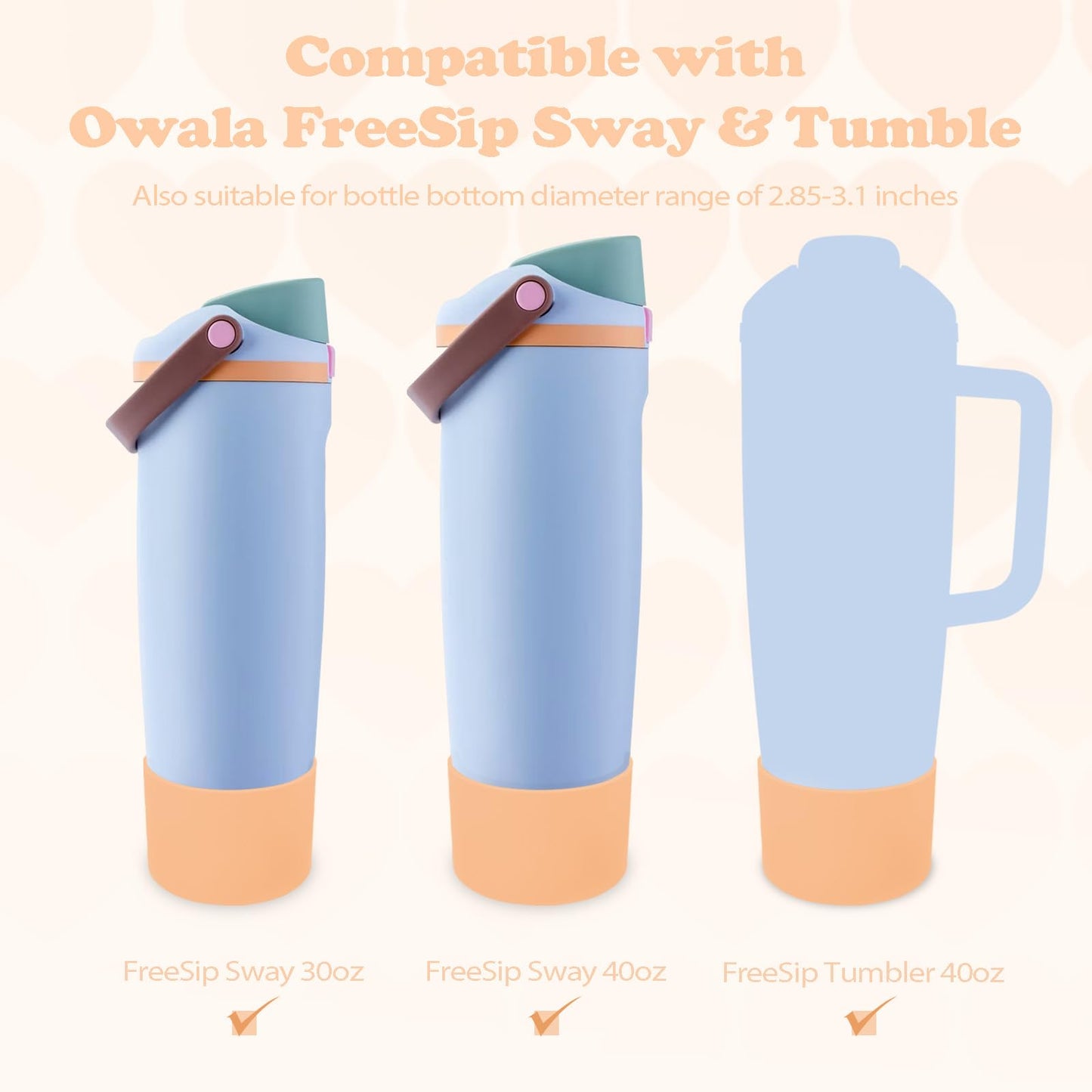 Kaitiaki Silicone Boot for Owala 30oz & 40oz FreeSip Sway Bottles & Tumblers - Non-Slip, Scratch-Resistant, Stability Enhancer, Available in 12 Colors (Opal Dream Peach)