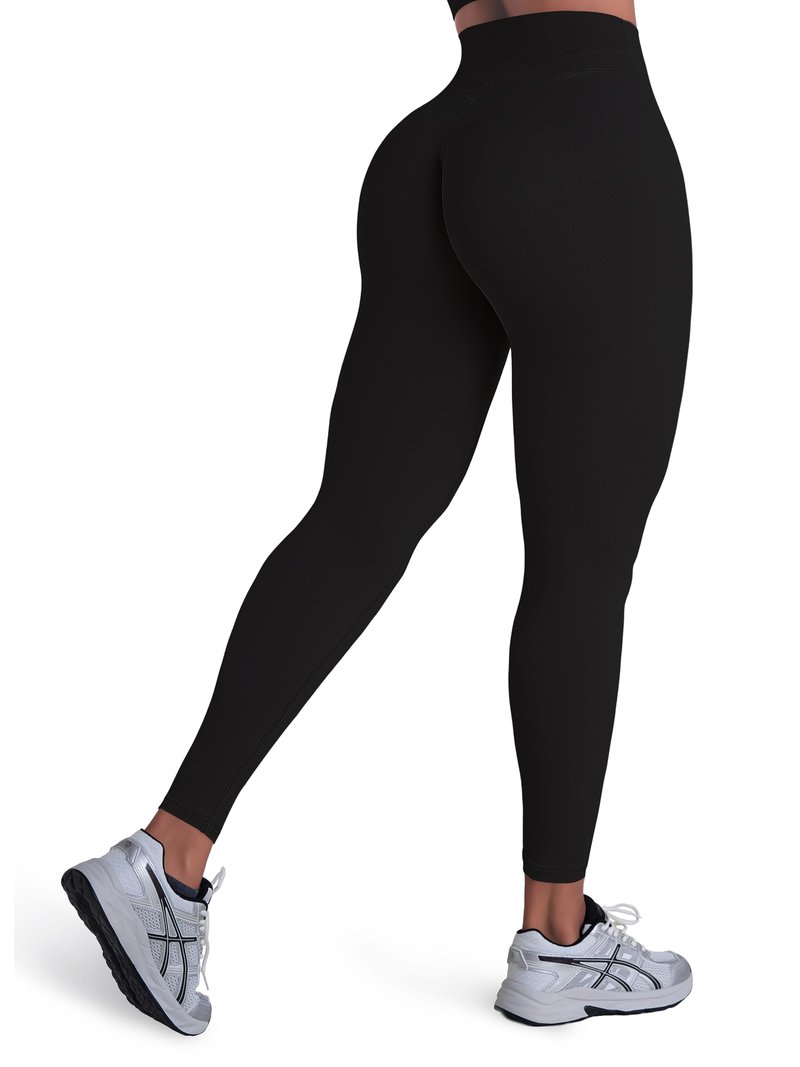 Sunzel Women's Hidden Butt Lifting Leggings No Front Seam High Waist Yoga Pants with Tummy Control Workout Gym Running Casual 25" Inseam Black Medium