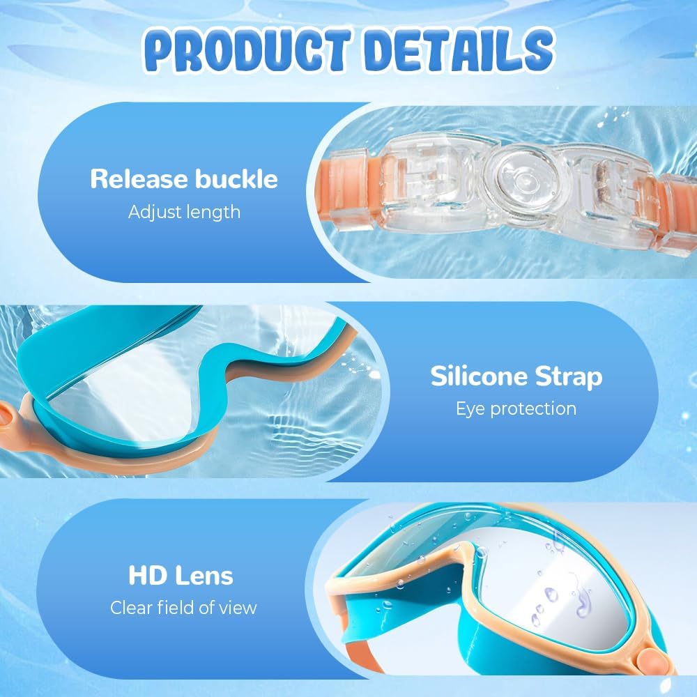 Skiennix Children's Swimming Goggles - Waterproof & Anti-Fog | Wide View Design for Kids