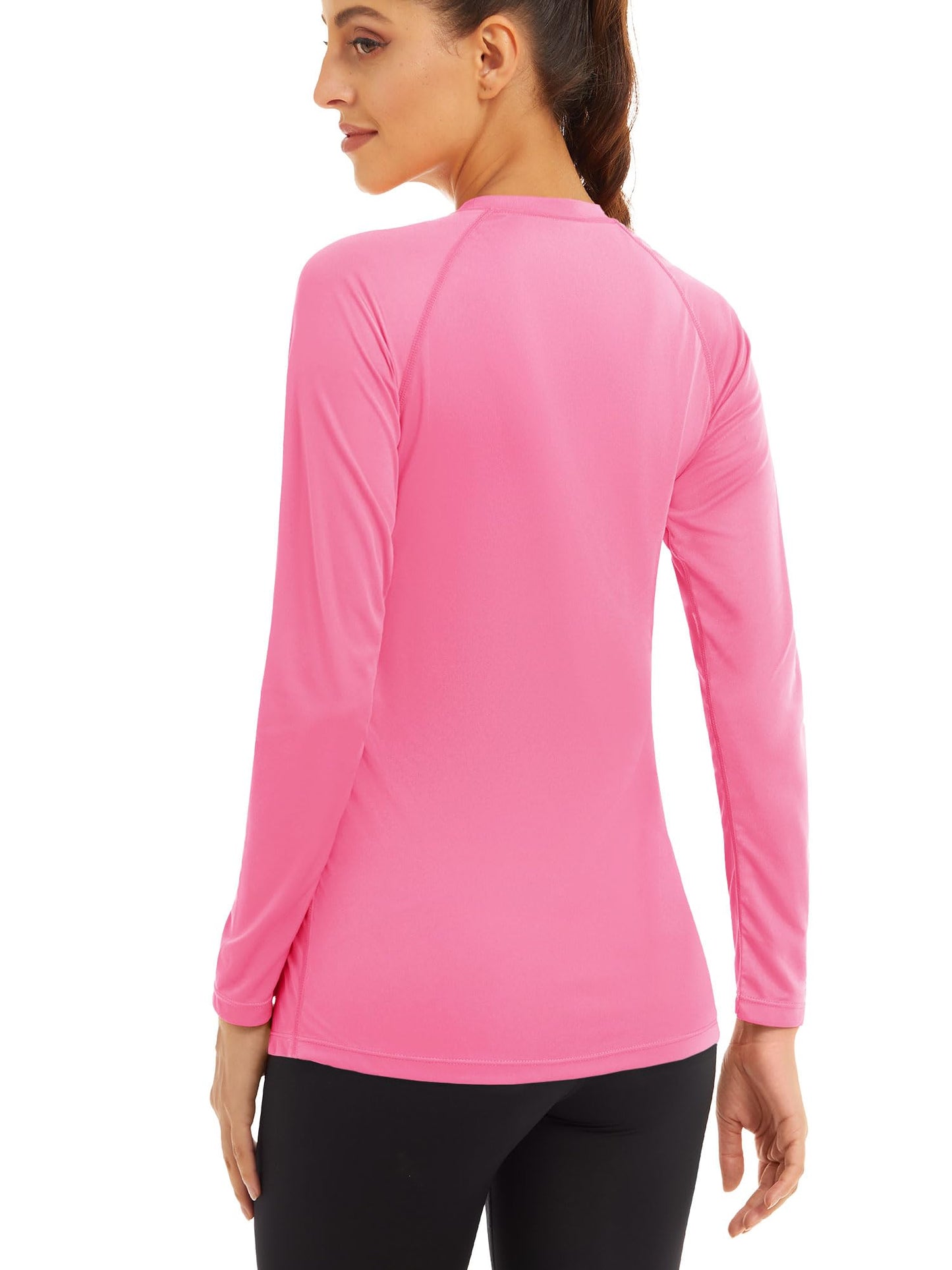 MAGCOMSEN Womens Sun Protection Shirts - Running & Workout T-Shirts, Long Sleeve Hiking Shirts, Moisture Wicking UV Protection Rose
