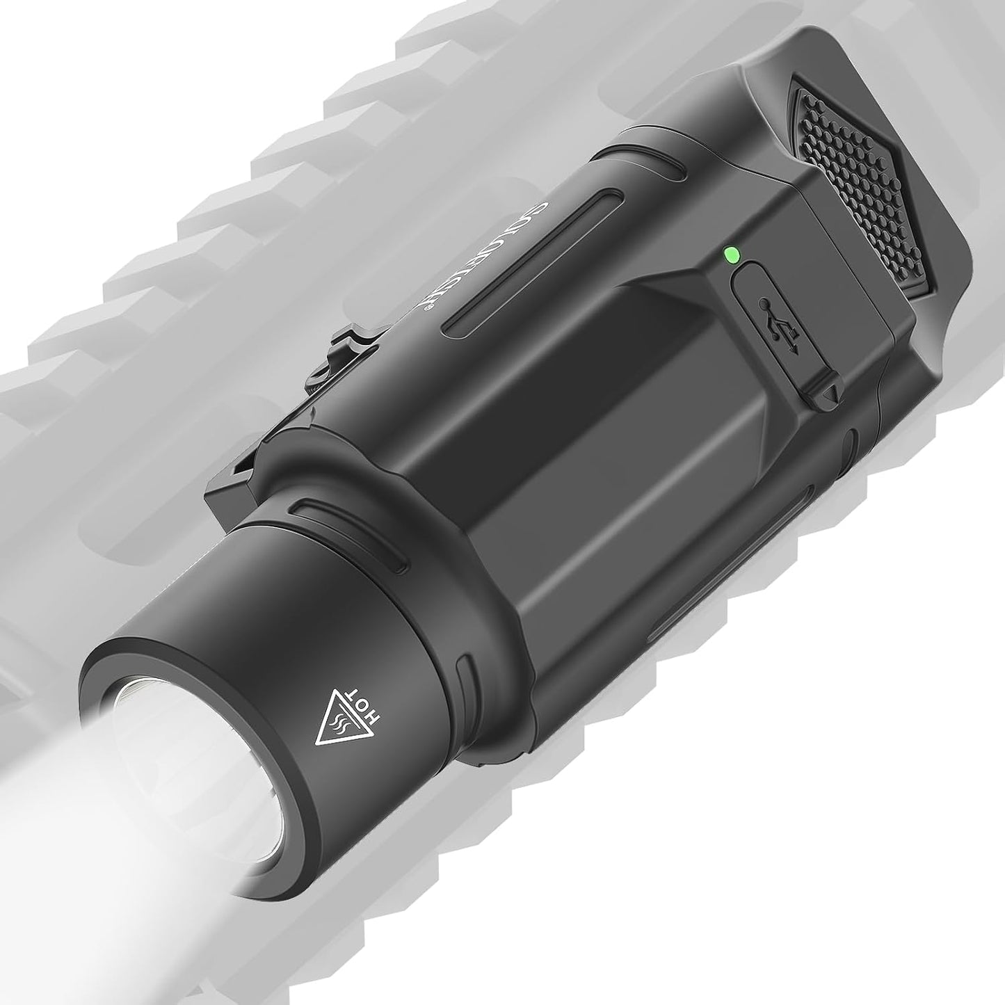 Solofish Tactical Flashlight - 1500 Lumen Rechargeable Weapon Light with Picatinny Rail Compatibility