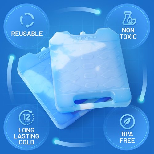 Everlasting Ice RX Large Reusable Ice Packs - BPA Free Freezer Packs for Extended Cooling | 4 Pack for Camping, Fishing, Beach