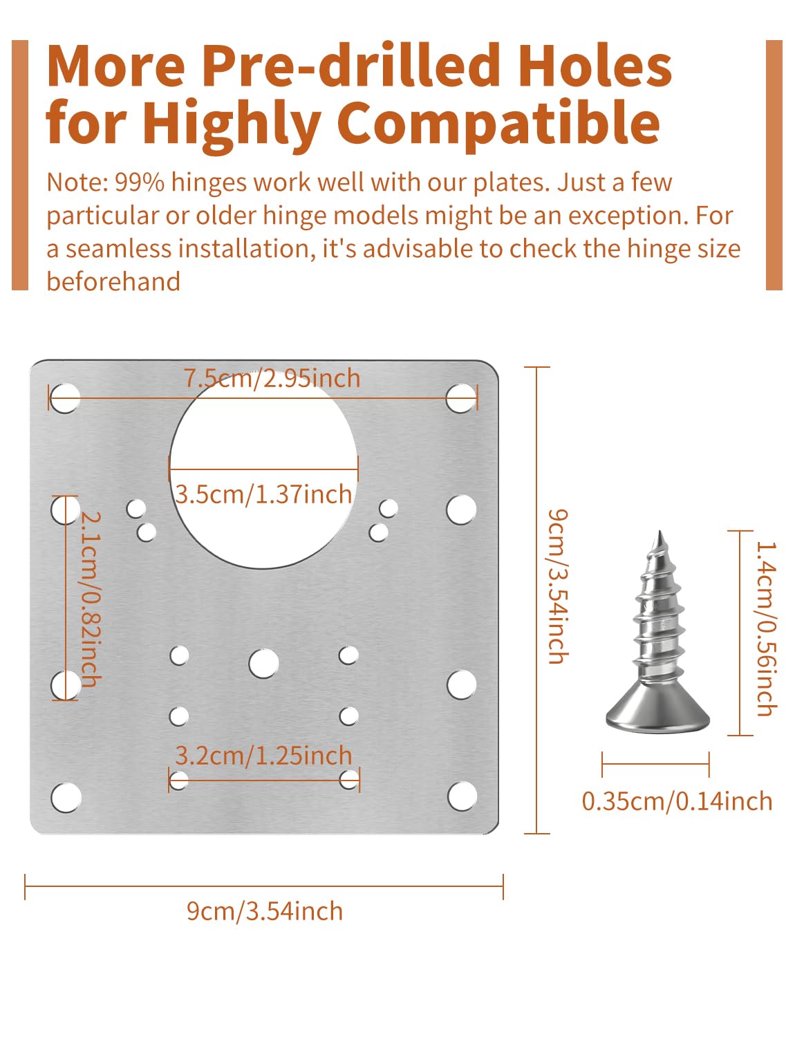 6PCS Cabinet Hinge Repair Plate Kit: FOGZUVR Durable Door Hinge Repair Kit Plate Stainless Steel, Large Hinge Repair Board with Mounting Screws for Kitchen Cabinet, Cupboard Doors and Furniture